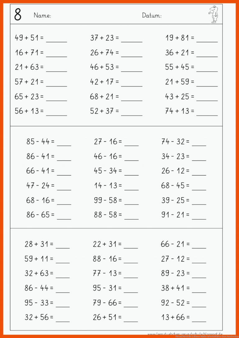 Pin auf Math für 2.klasse mathe arbeitsblätter zum ausdrucken