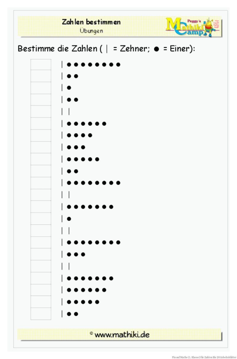 Pin auf Mathe (1. Klasse) für Zahlen Bis 20 Arbeitsblätter
