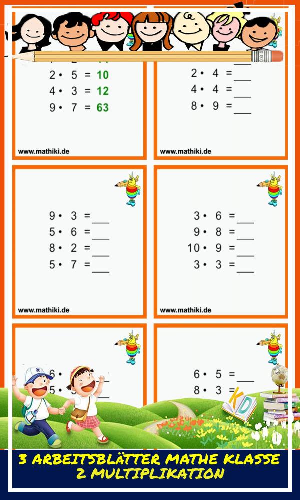 3 Arbeitsblätter Mathe Klasse 2 Multiplikation