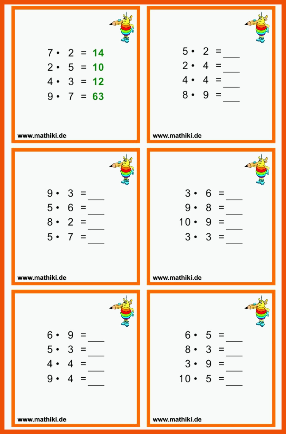3 Arbeitsblätter Mathe Klasse 2 Multiplikation - Mathe Arbeitsblätter