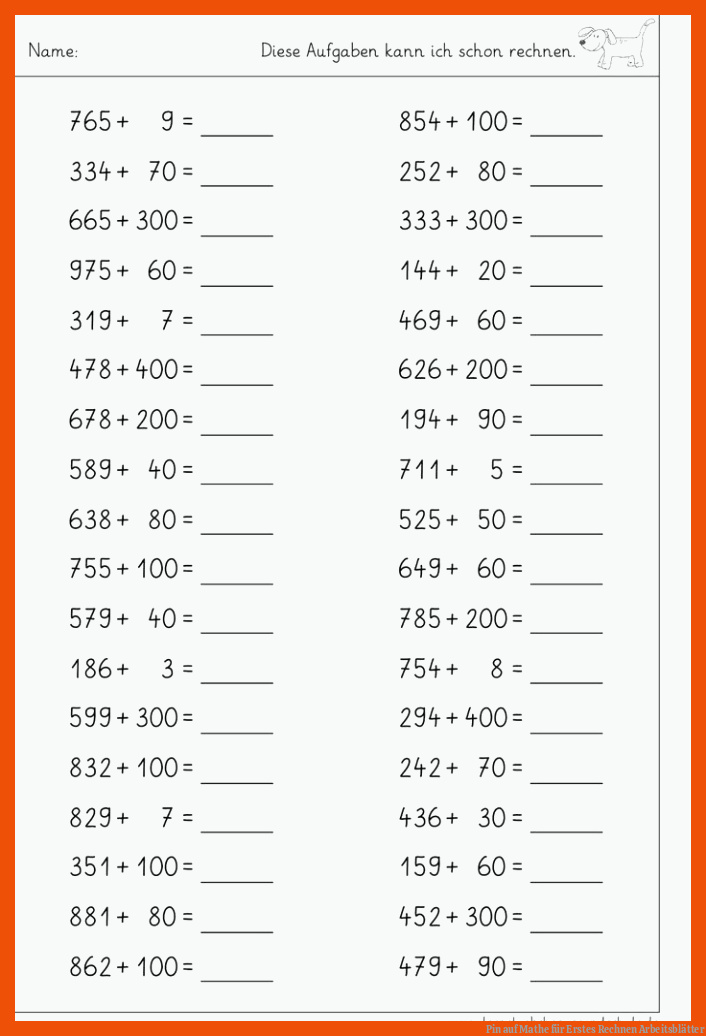 Pin auf Mathe für erstes rechnen arbeitsblätter