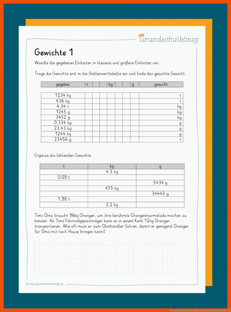 Pin auf Mathe für gewichte umrechnen arbeitsblatt pdf
