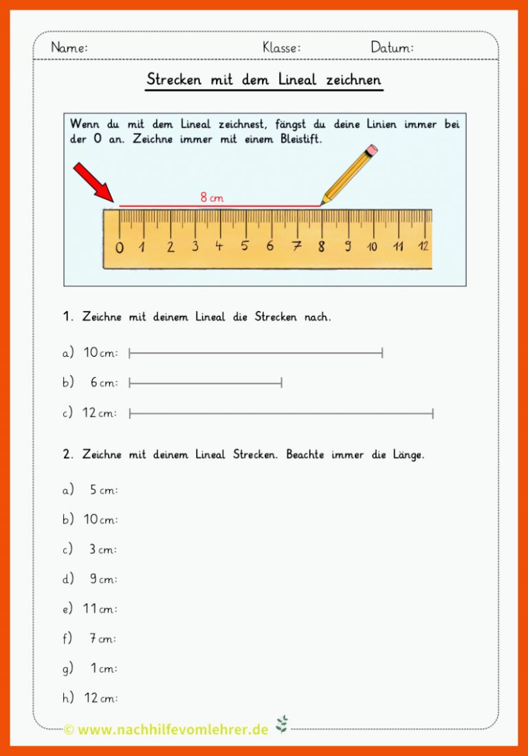 Pin auf Mathe Klasse 1/2 für strecken zeichnen arbeitsblatt