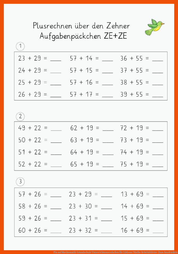 Pin auf Mathematik Grundschule Unterrichtsmaterialien für 2.klasse mathe arbeitsblätter zum ausdrucken