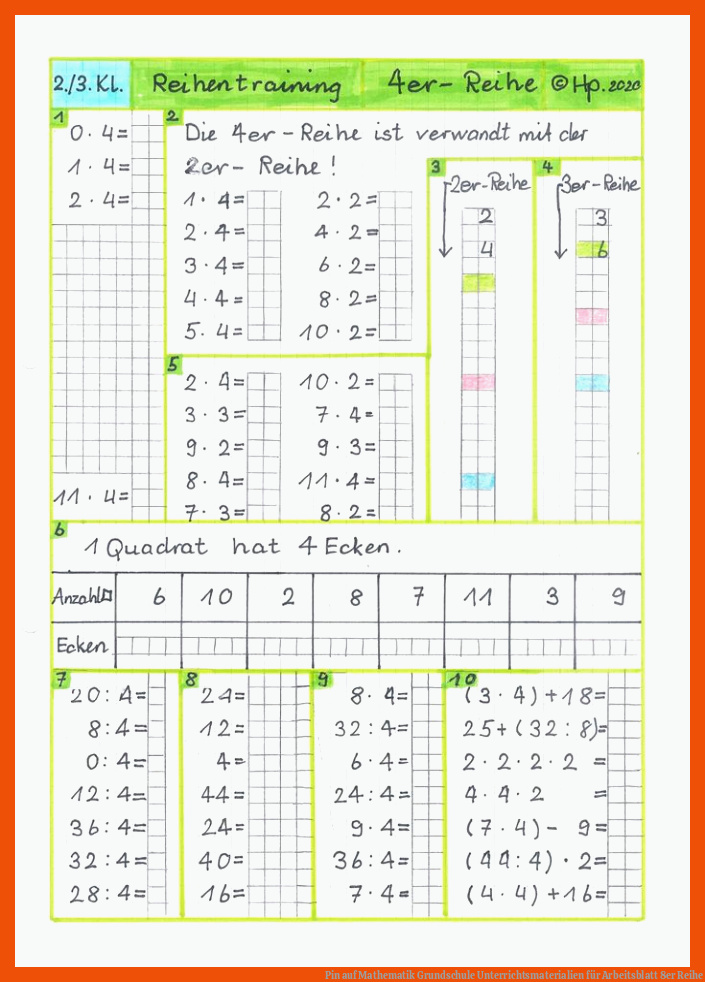 Pin auf Mathematik Grundschule Unterrichtsmaterialien für arbeitsblatt 8er reihe