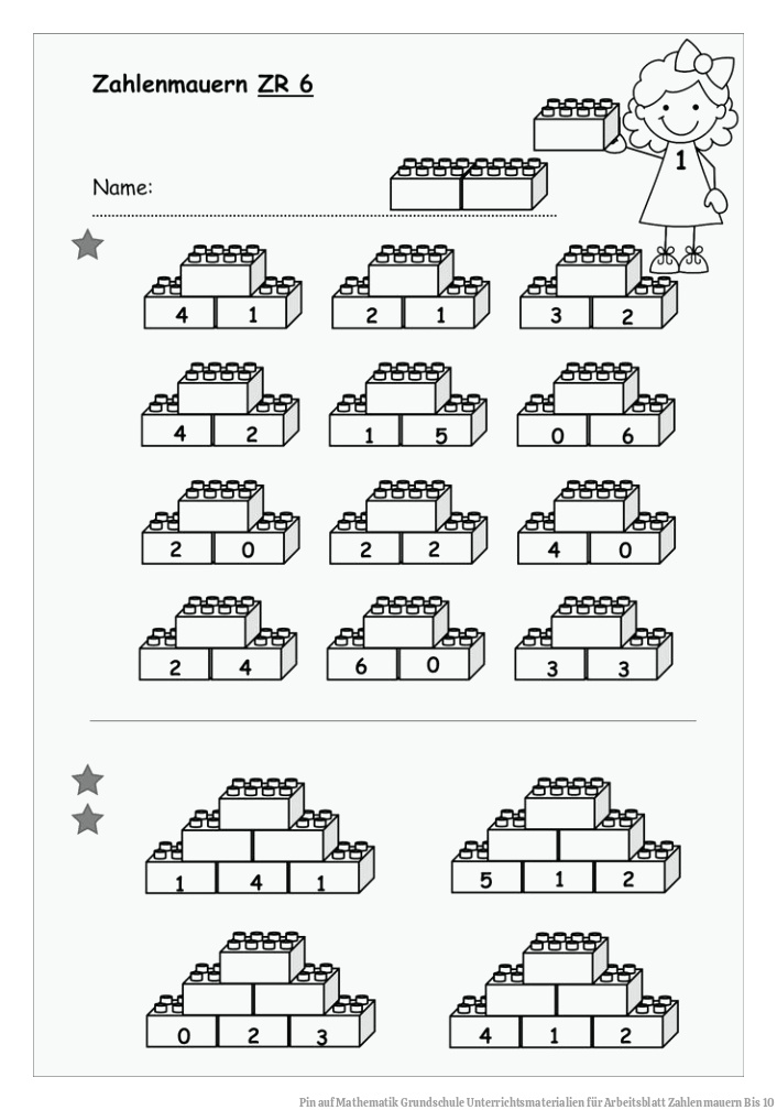 Pin auf Mathematik Grundschule Unterrichtsmaterialien für Arbeitsblatt Zahlenmauern Bis 10