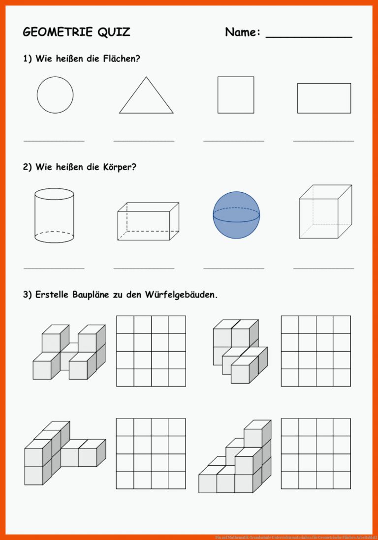 Pin auf Mathematik Grundschule Unterrichtsmaterialien für geometrische flächen arbeitsblatt