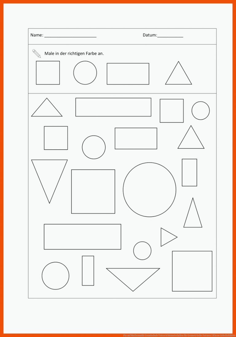 Pin auf Mathematik Grundschule Unterrichtsmaterialien für geometrische formen 1 klasse arbeitsblätter