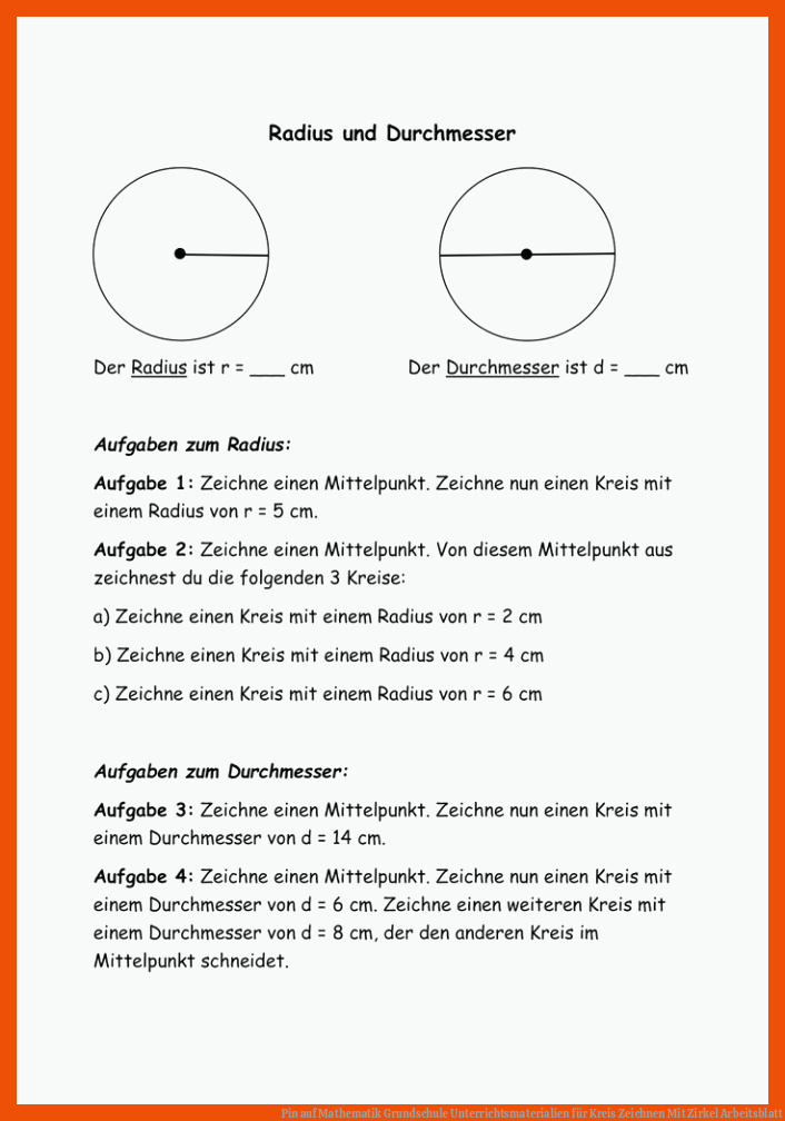 Pin auf Mathematik Grundschule Unterrichtsmaterialien für kreis zeichnen mit zirkel arbeitsblatt