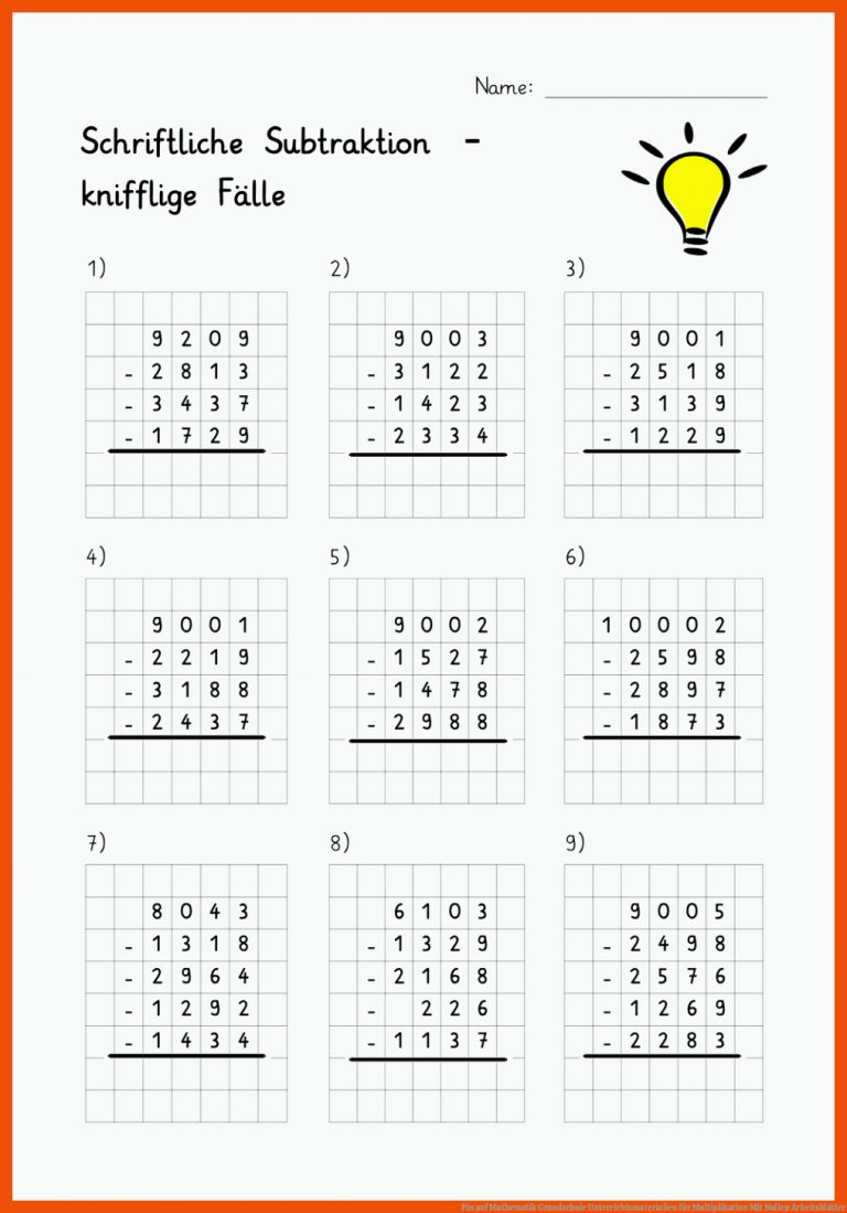 Pin auf Mathematik Grundschule Unterrichtsmaterialien für multiplikation mit nullen arbeitsblätter
