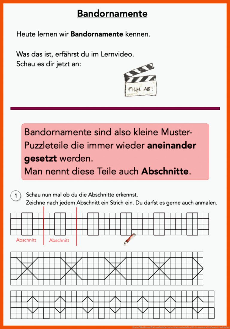 Pin auf Mathematik Grundschule Unterrichtsmaterialien für ornamente zeichnen arbeitsblatt