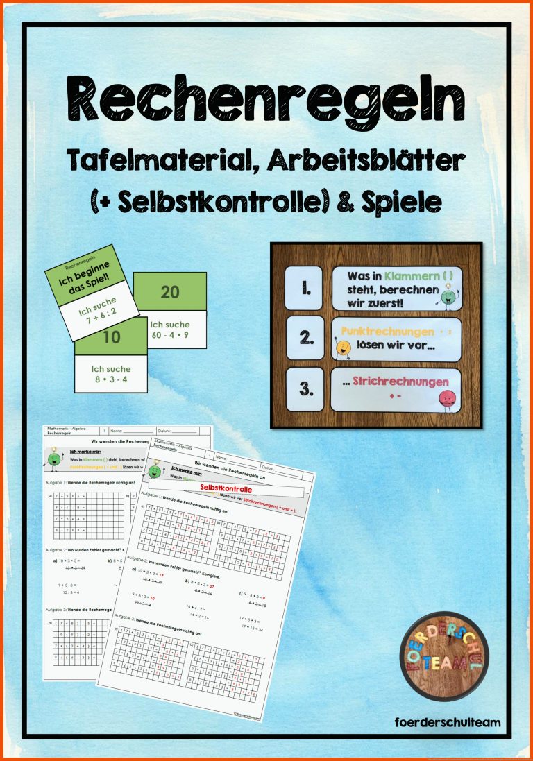 Pin auf Mathematik Grundschule Unterrichtsmaterialien für rechenregeln grundschule arbeitsblätter