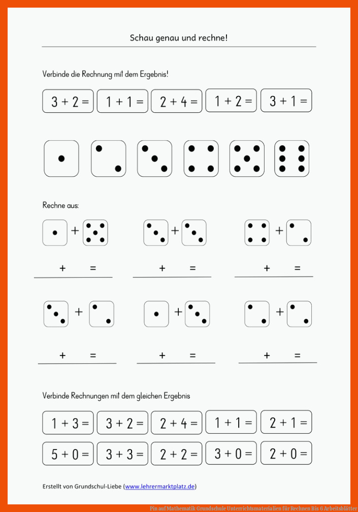 Pin auf Mathematik Grundschule Unterrichtsmaterialien für rechnen bis 6 arbeitsblätter