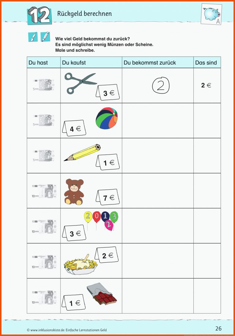 Pin auf Mathematik Grundschule Unterrichtsmaterialien für rechnen mit geld 2. klasse arbeitsblätter kostenlos