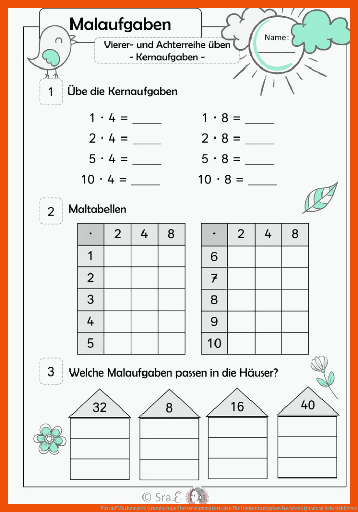 Pin auf Mathematik Grundschule Unterrichtsmaterialien für umkehraufgaben rechteck quadrat arbeitsblätter