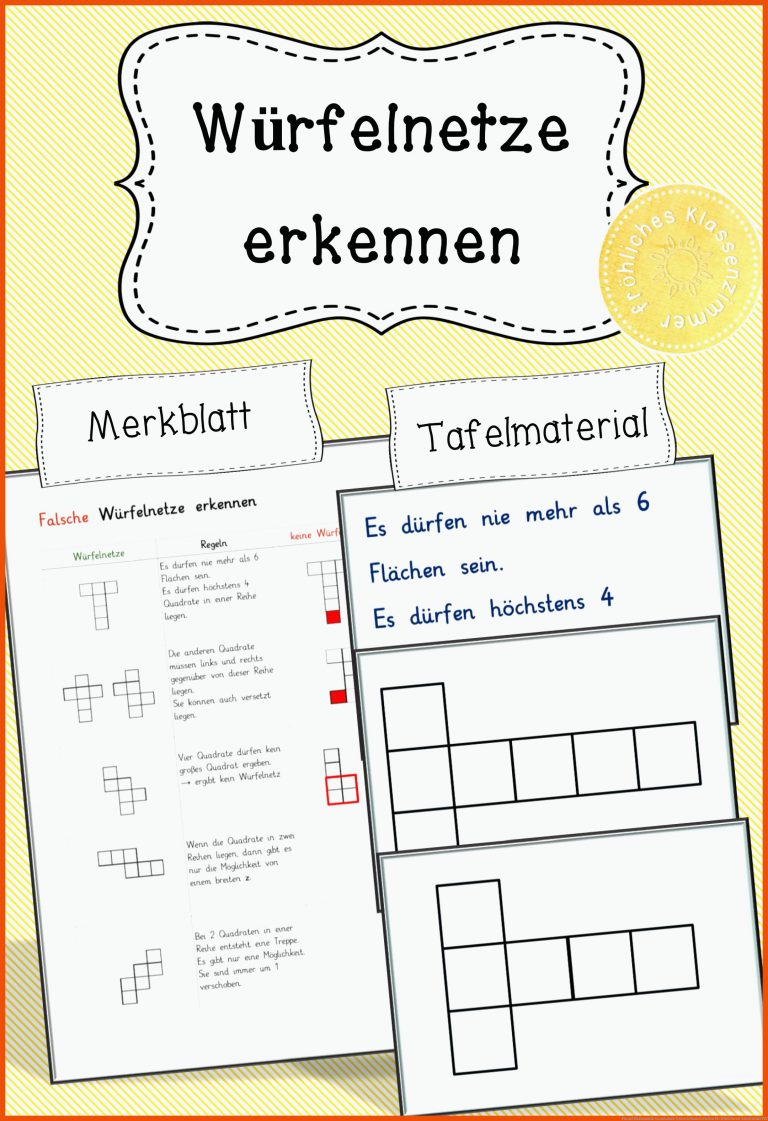 Pin auf Mathematik Grundschule Unterrichtsmaterialien für würfelnetze arbeitsblatt pdf