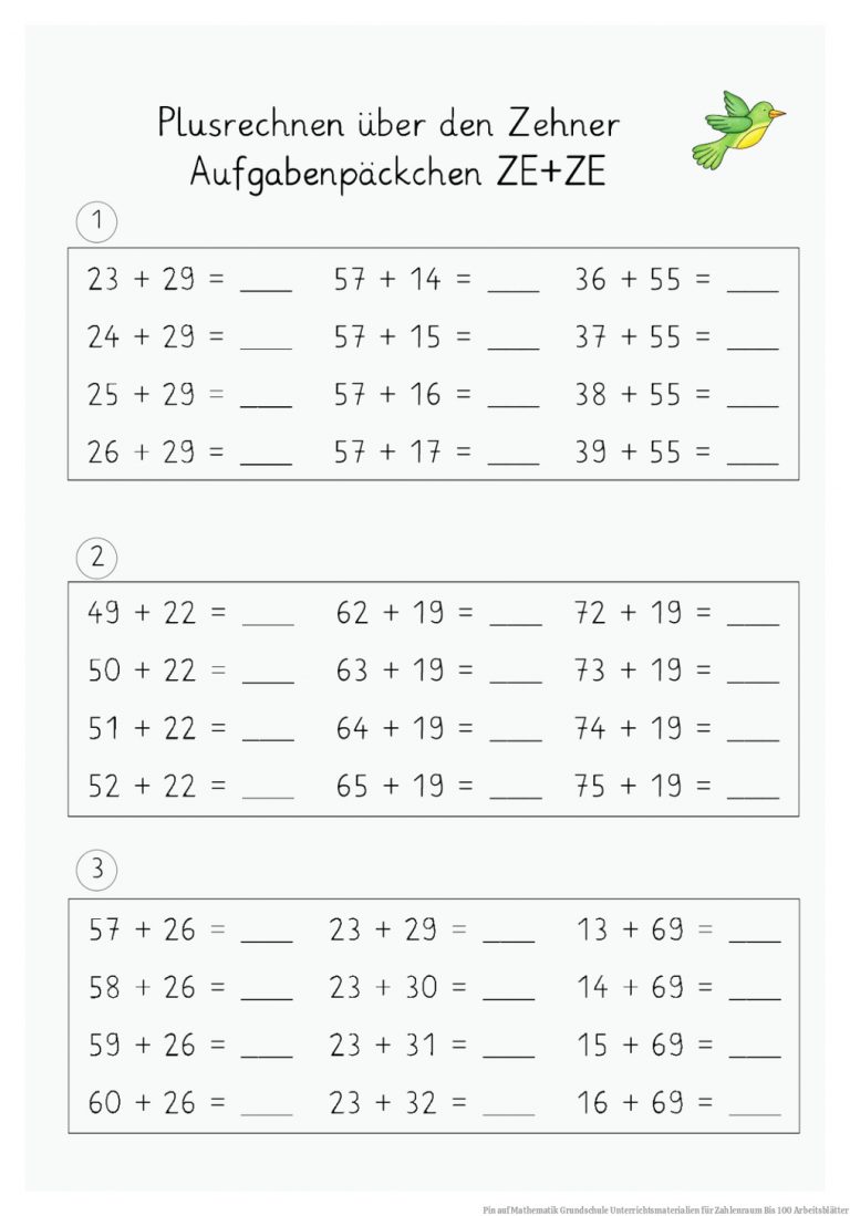 Pin auf Mathematik Grundschule Unterrichtsmaterialien für Zahlenraum Bis 100 Arbeitsblätter