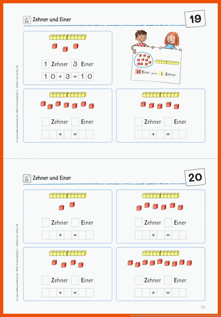 Pin auf Mathematik Grundschule Unterrichtsmaterialien für zehner und einer arbeitsblatt