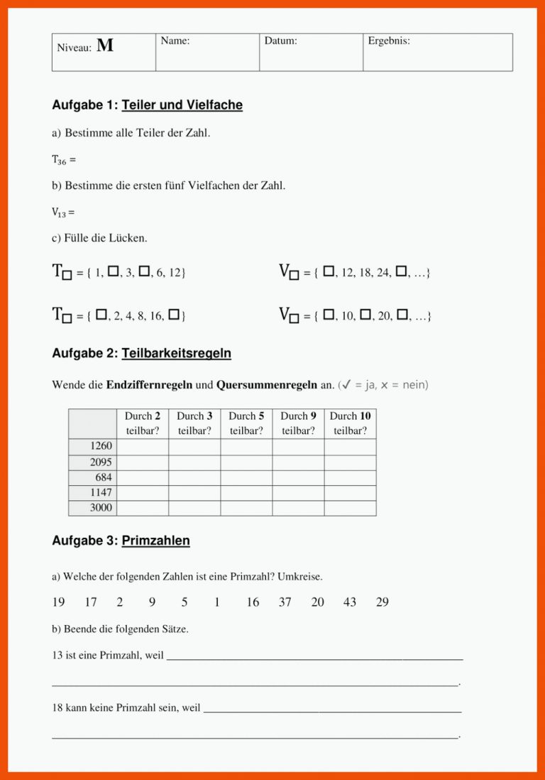Pin auf Mathematik Sekundarstufe Unterrichtsmaterialien für arbeitsblätter vielfache und teiler