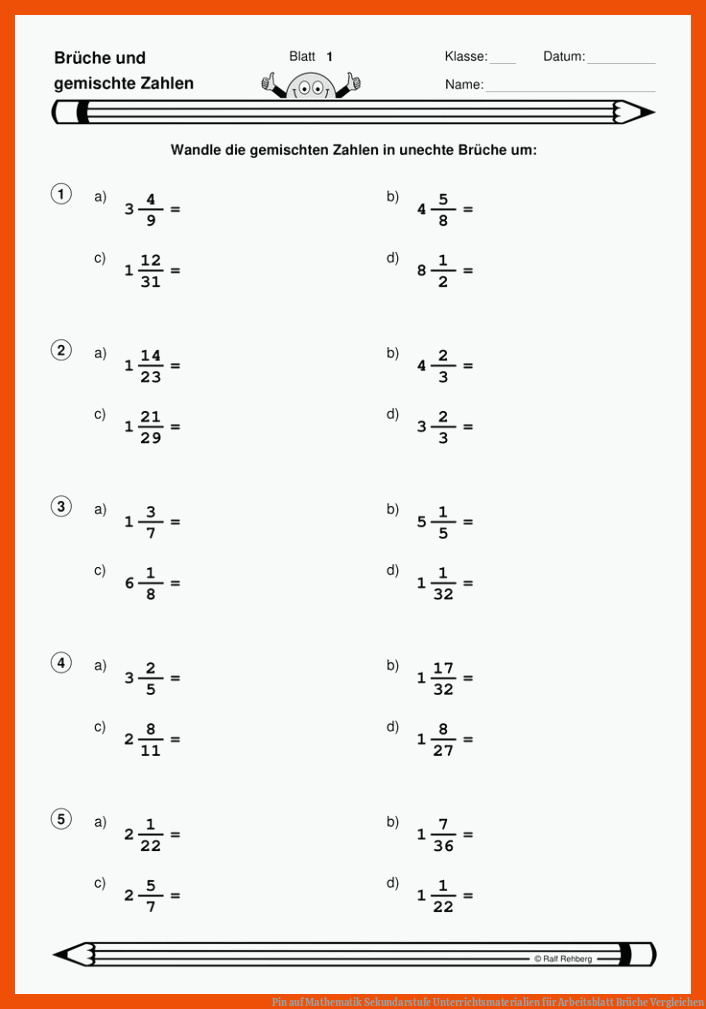 Pin auf Mathematik Sekundarstufe Unterrichtsmaterialien für arbeitsblatt brüche vergleichen