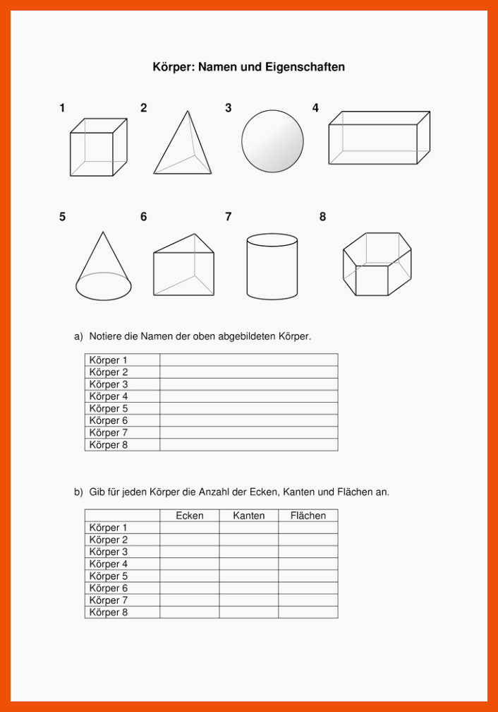 Pin auf Mathematik Sekundarstufe Unterrichtsmaterialien für arbeitsblatt geometrische körper klasse 3