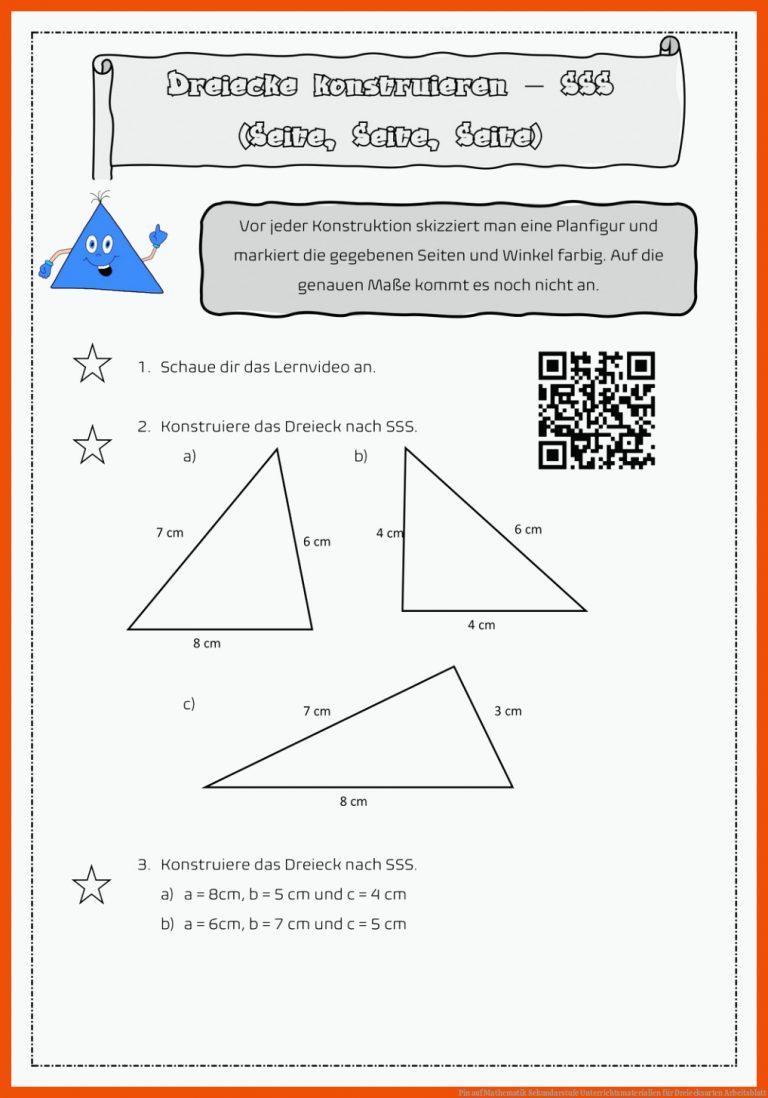 Pin auf Mathematik Sekundarstufe Unterrichtsmaterialien für dreiecksarten arbeitsblatt