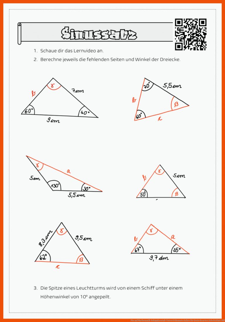 Pin auf Mathematik Sekundarstufe Unterrichtsmaterialien für dreiecksarten arbeitsblatt pdf