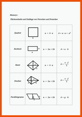 9 Flächeninhalt Vierecke Arbeitsblatt