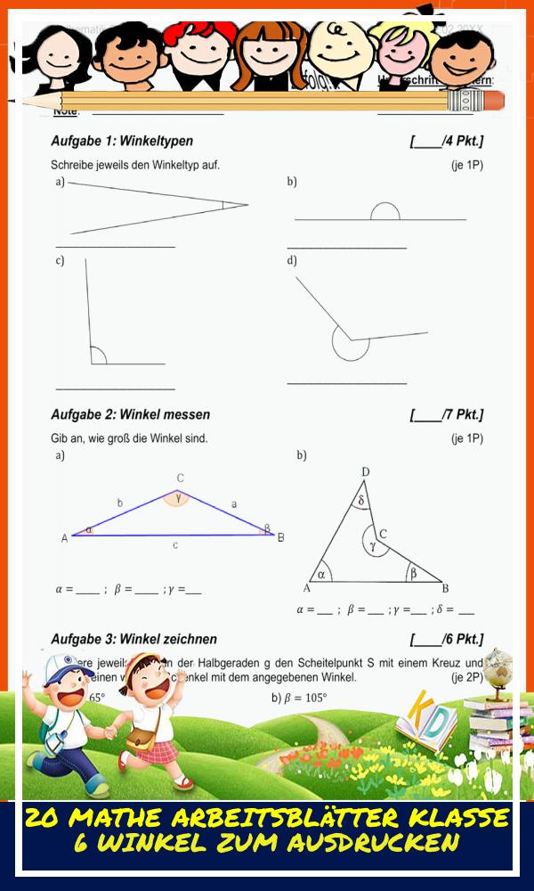 20 Mathe Arbeitsblätter Klasse 6 Winkel Zum Ausdrucken