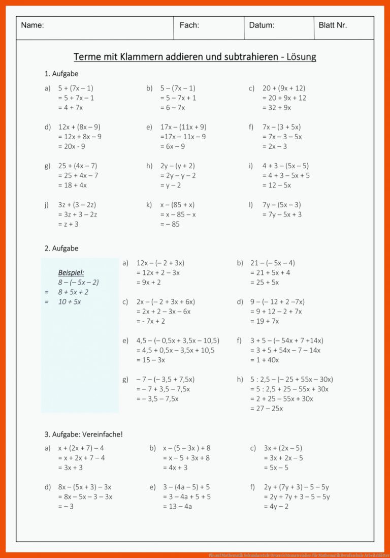 Pin auf Mathematik Sekundarstufe Unterrichtsmaterialien für mathematik berufsschule arbeitsblätter