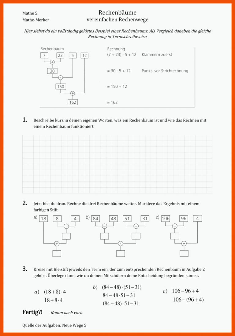 Pin auf Mathematik Sekundarstufe Unterrichtsmaterialien für rechenbäume arbeitsblatt klasse 5 pdf