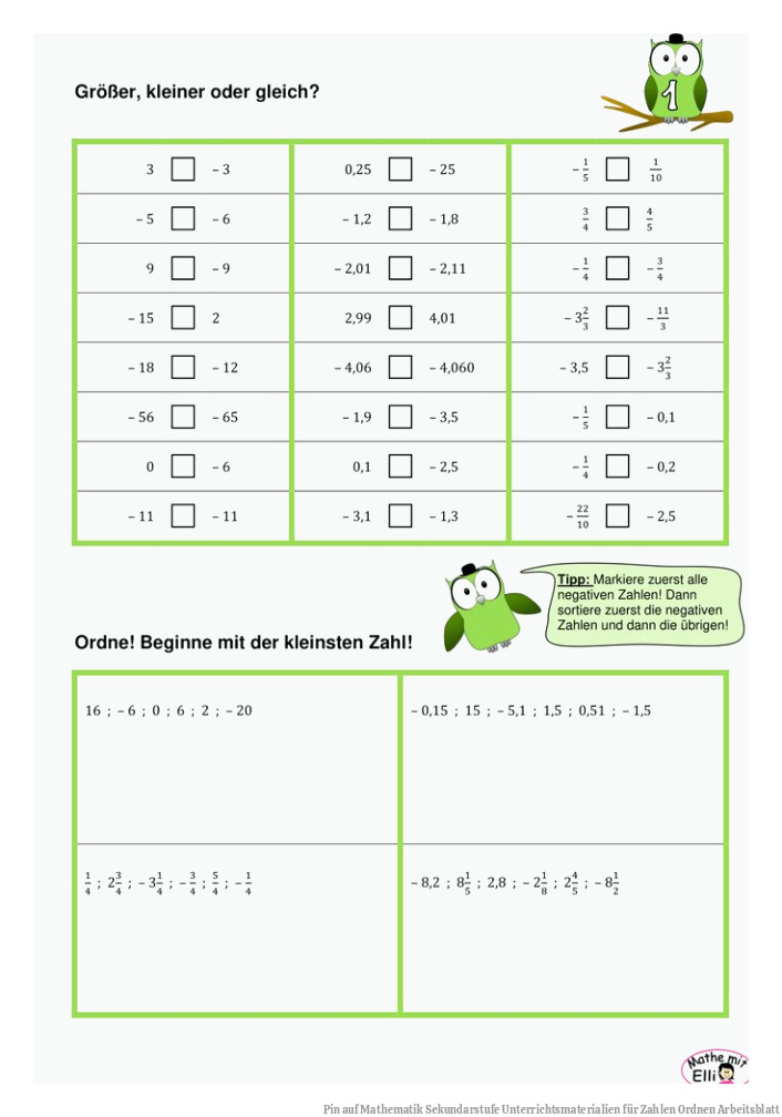 Pin auf Mathematik Sekundarstufe Unterrichtsmaterialien für Zahlen ordnen Arbeitsblatt