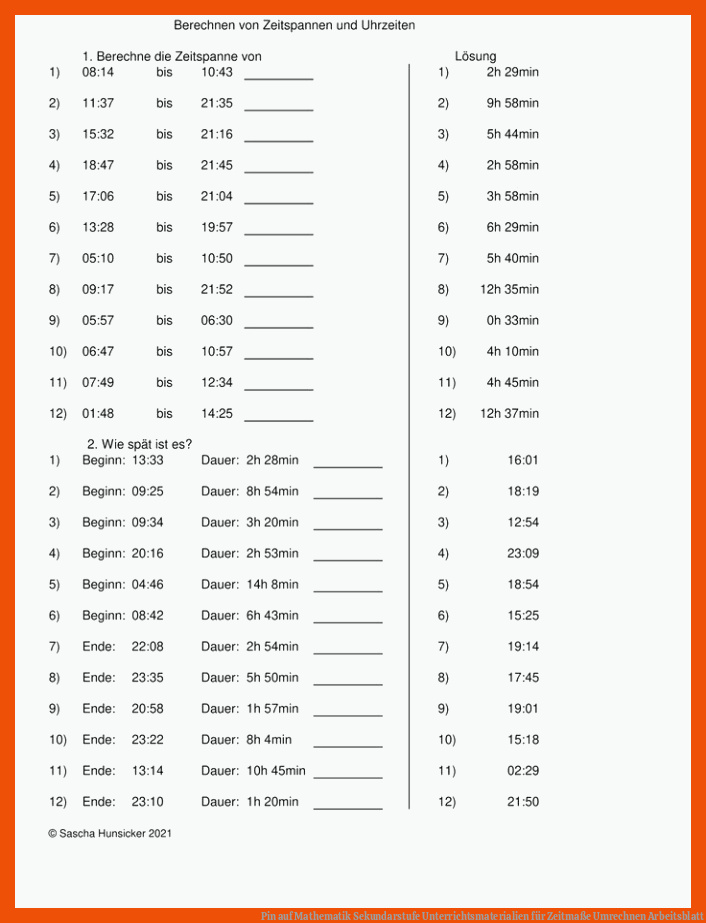 Pin auf Mathematik Sekundarstufe Unterrichtsmaterialien für zeitmaße umrechnen arbeitsblatt