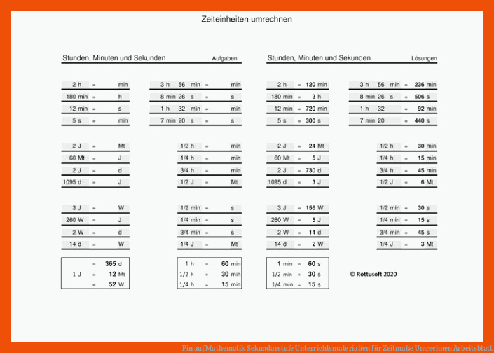 Pin auf Mathematik Sekundarstufe Unterrichtsmaterialien für zeitmaße umrechnen arbeitsblatt