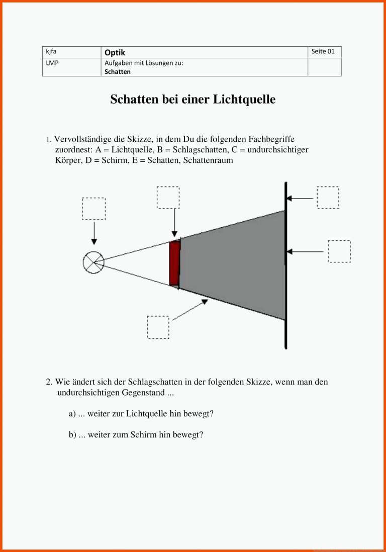 Pin Auf Physik Sekundarstufe Unterrichtsmaterialien Fuer Physik Licht Und Schatten Arbeitsblätter