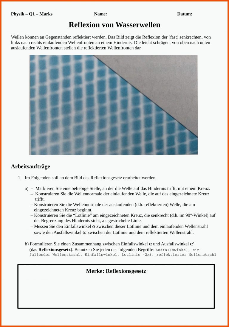 Pin auf Physik Sekundarstufe Unterrichtsmaterialien für reflexionsgesetz arbeitsblatt
