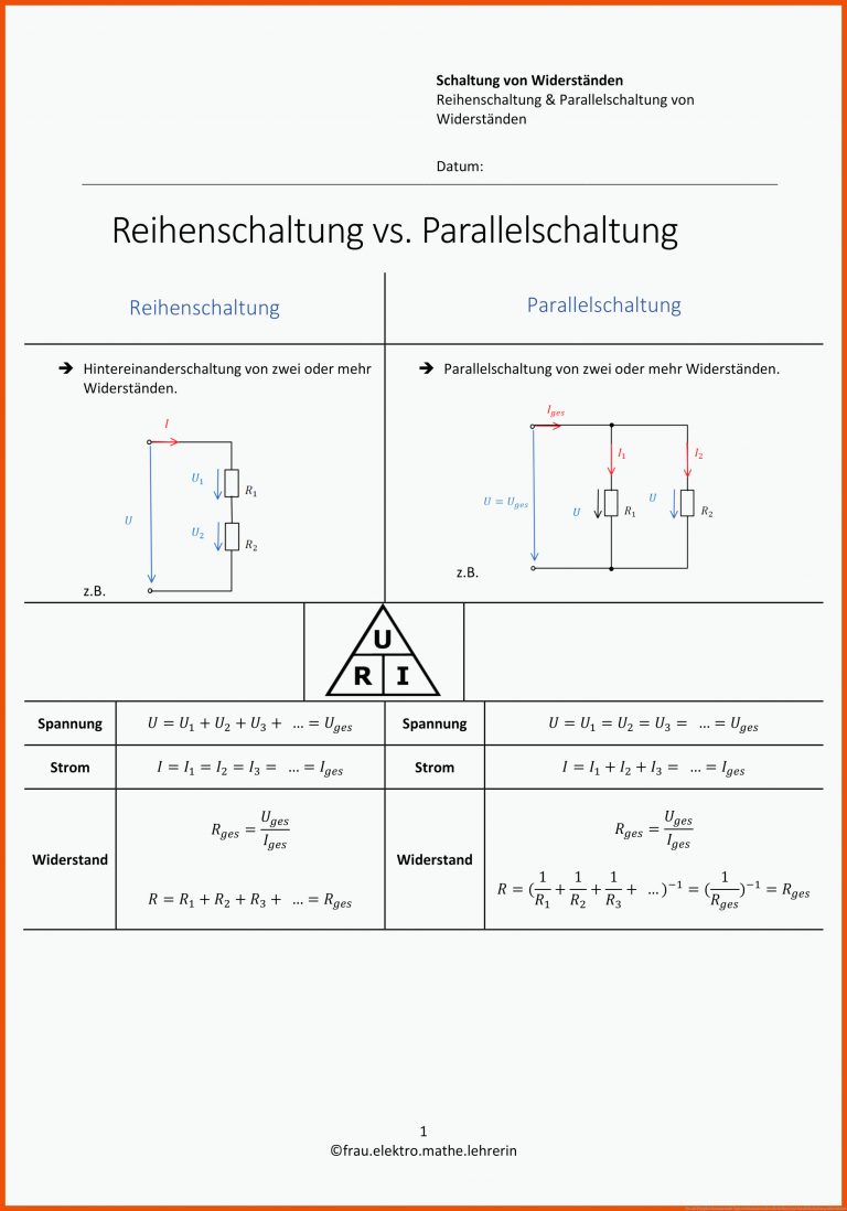 Pin Auf Physik Sekundarstufe Unterrichtsmaterialien Fuer Reihen Und Parallelschaltung Arbeitsblatt