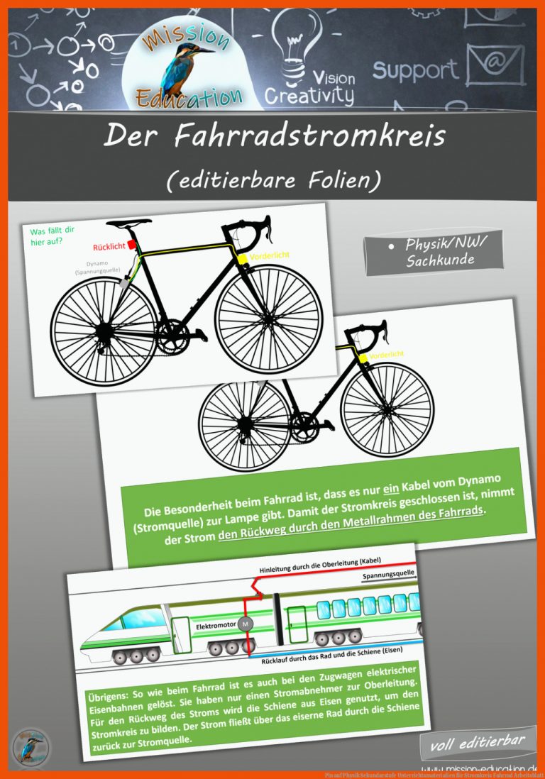 Pin auf Physik Sekundarstufe Unterrichtsmaterialien für stromkreis fahrrad arbeitsblatt