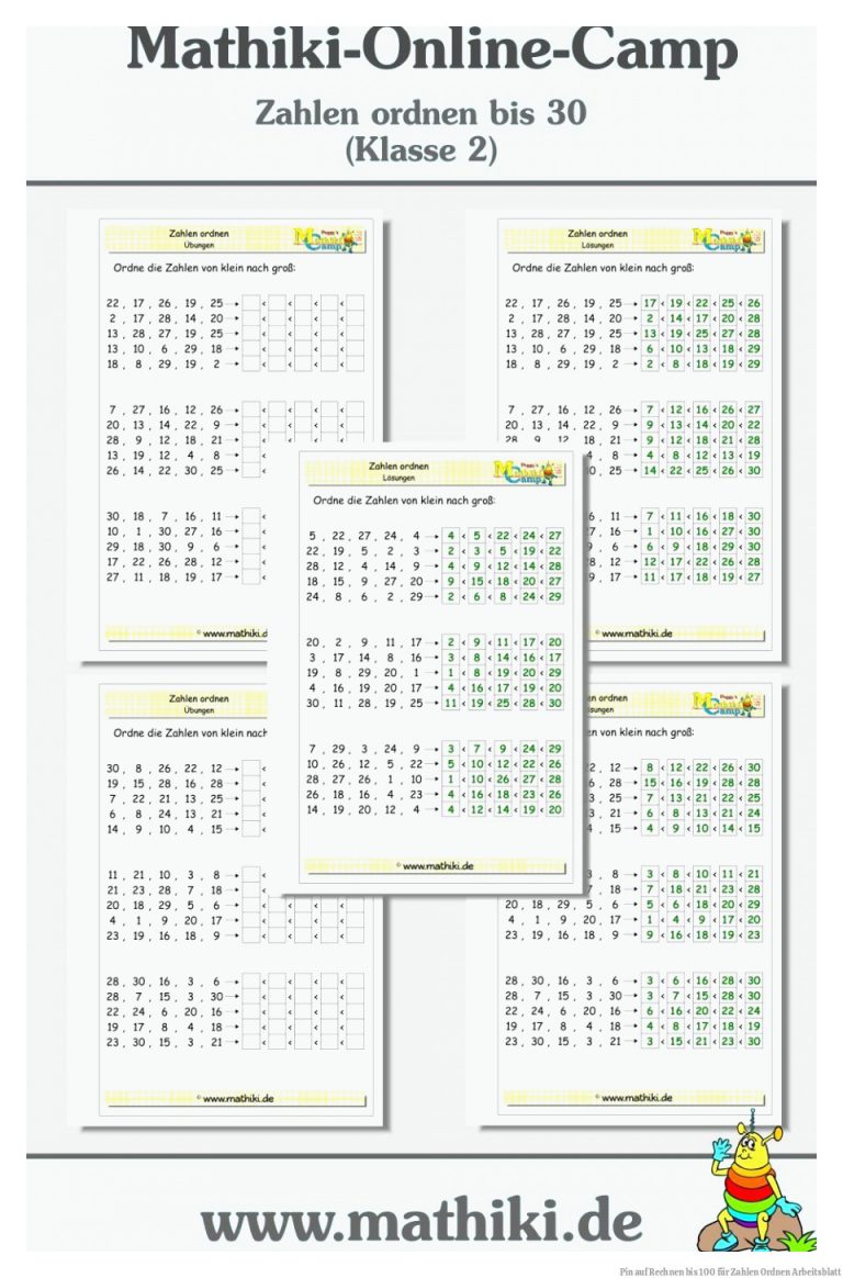 Pin auf Rechnen bis 100 für Zahlen ordnen Arbeitsblatt