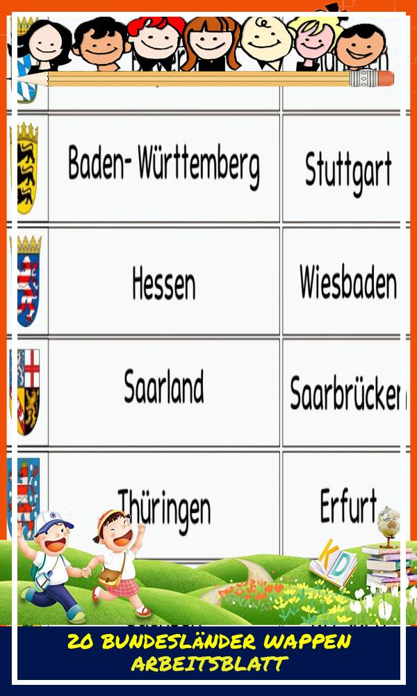 20 Bundesländer Wappen Arbeitsblatt