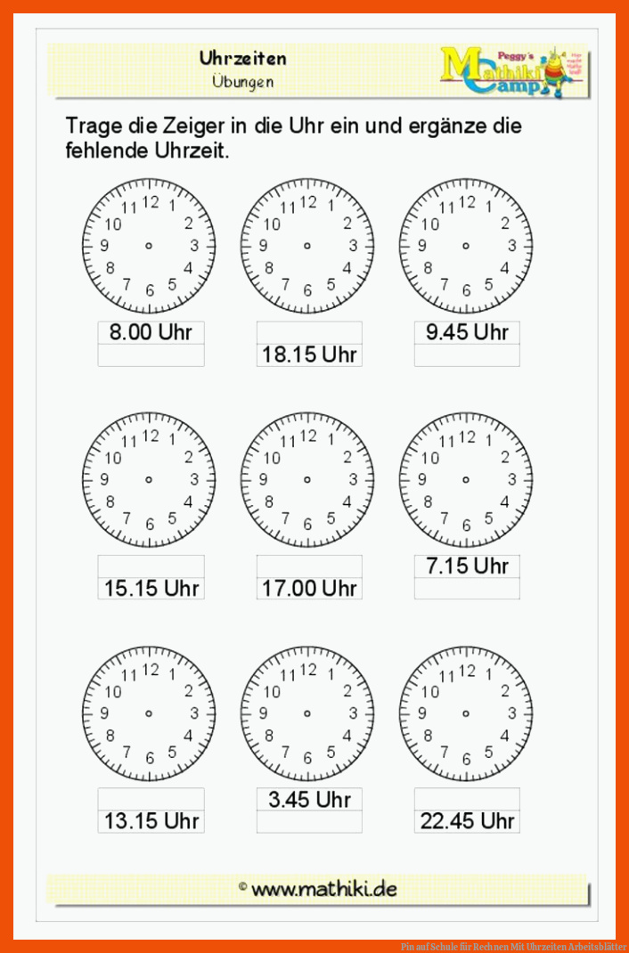 Pin auf Schule für rechnen mit uhrzeiten arbeitsblätter