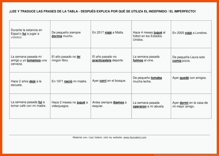 Pin auf Spanisch Sekundarstufe Unterrichtsmaterialien für indefinido übungen arbeitsblätter