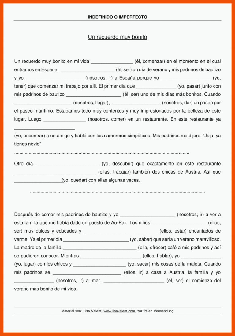 Pin auf Spanisch Sekundarstufe Unterrichtsmaterialien für indefinido übungen arbeitsblätter