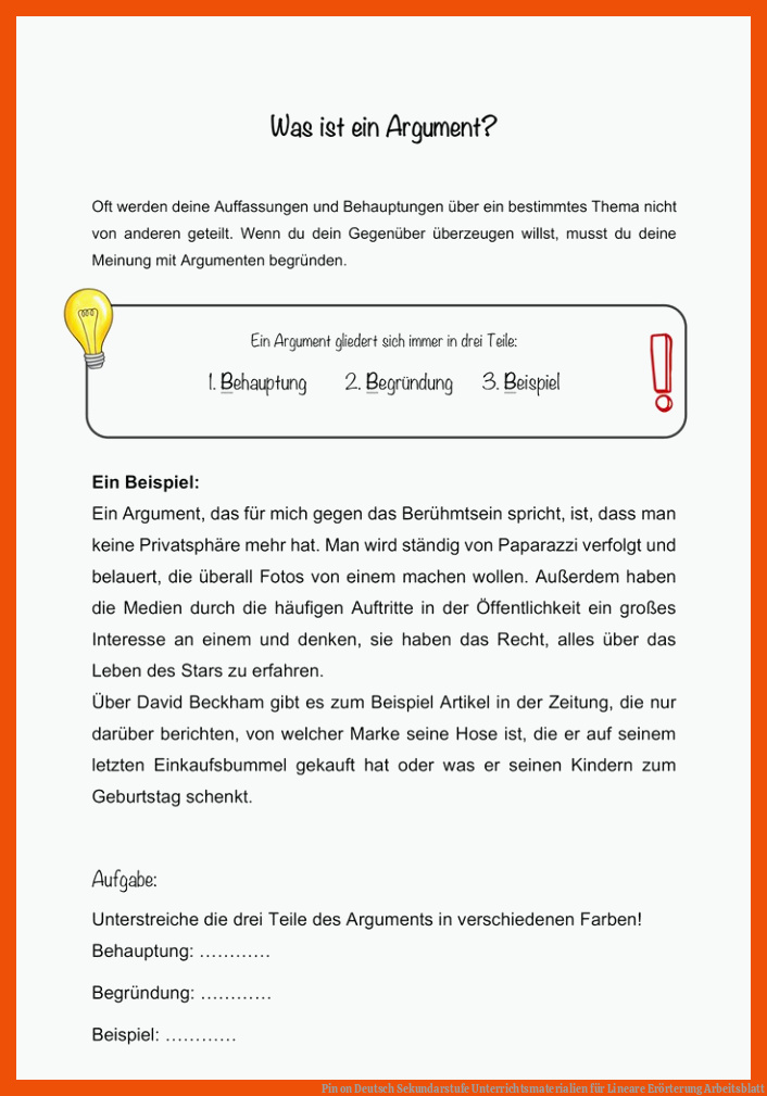 Pin on Deutsch Sekundarstufe Unterrichtsmaterialien für lineare erörterung arbeitsblatt