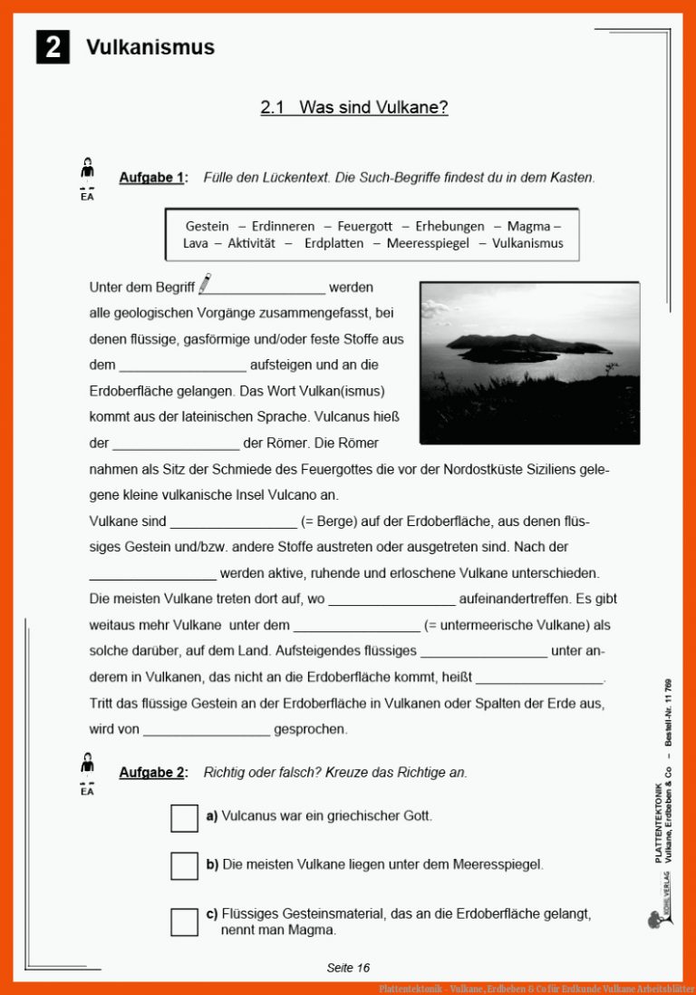 Plattentektonik - Vulkane, Erdbeben & Co für erdkunde vulkane arbeitsblätter