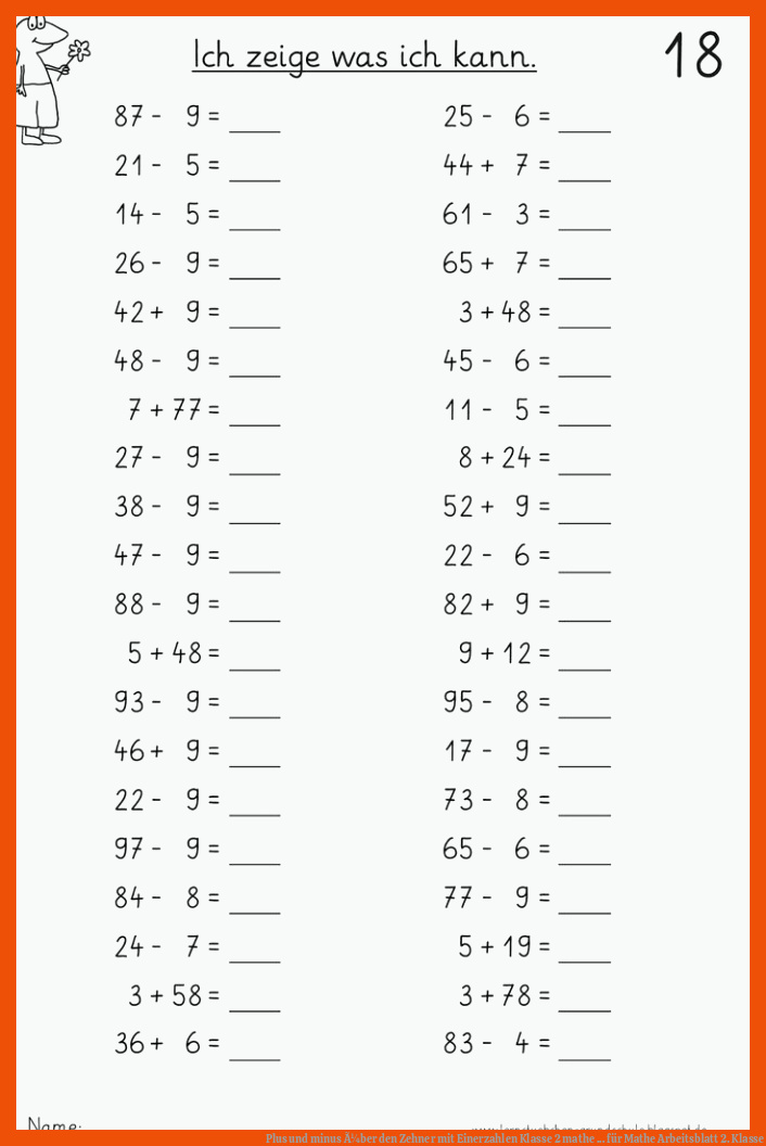 Plus und minus Ã¼ber den Zehner mit Einerzahlen | Klasse 2 mathe ... für mathe arbeitsblatt 2. klasse