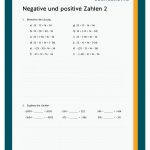 Positive Und Negative Ganze Zahlen Fuer Rechnen Mit Positiven Und Negativen Zahlen Arbeitsblatt