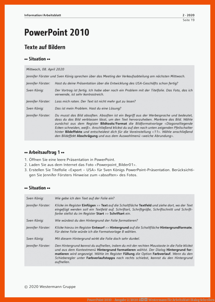 PowerPoint 2010 - Ausgabe 2/2020 â Westermann für arbeitsblatt dialog schreiben