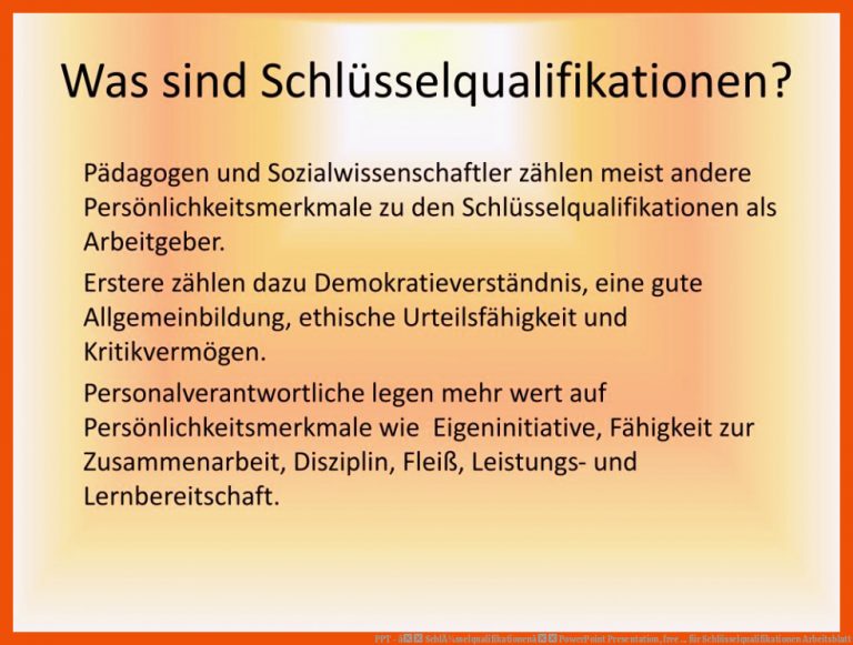 PPT - â SchlÃ¼sselqualifikationenâ PowerPoint Presentation, free ... für schlüsselqualifikationen arbeitsblatt
