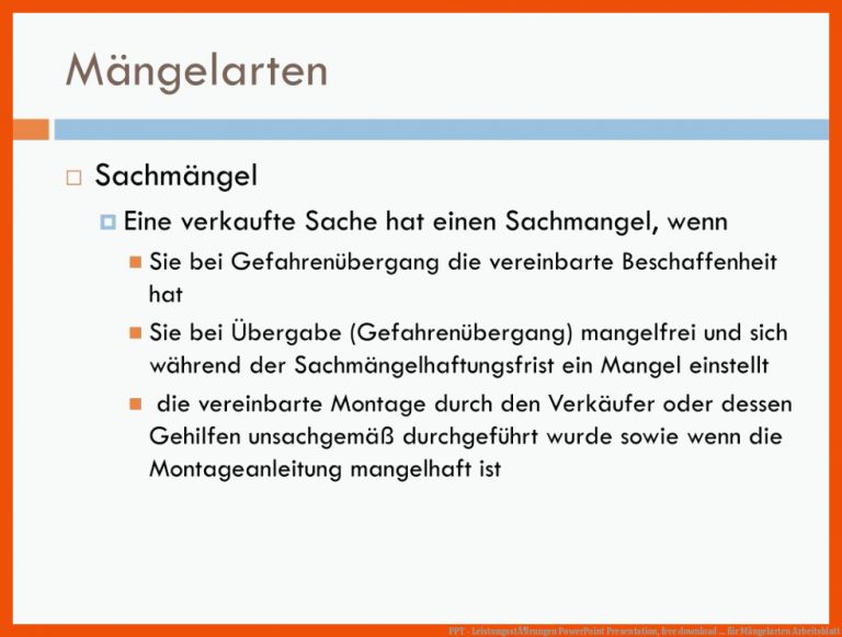 PPT - LeistungsstÃ¶rungen PowerPoint Presentation, free download ... für mängelarten arbeitsblatt